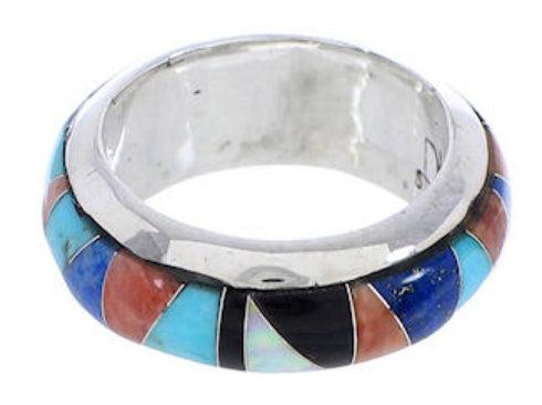 Silver Multicolor Southwestern Ring Size 5-1/2 TX41908